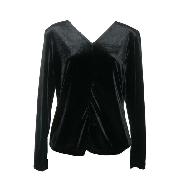 Vintage 90's Gantos Blouse Black Crushed Velvet Goth Gothic Grunge egirl ALT y2k - Picture 1 of 9